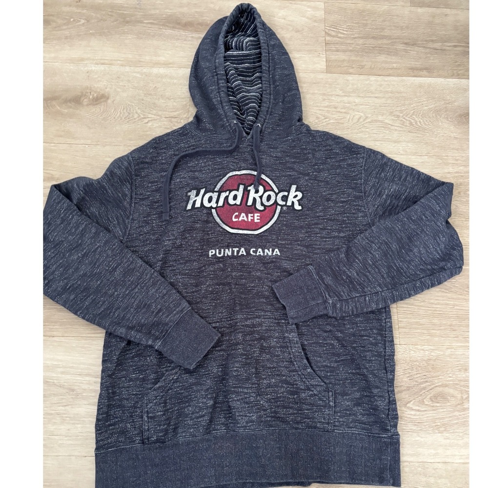 Hard Rock Cafe Punta Cana Hoodie Mens Blue Space Dye Pullover Sweatshirt